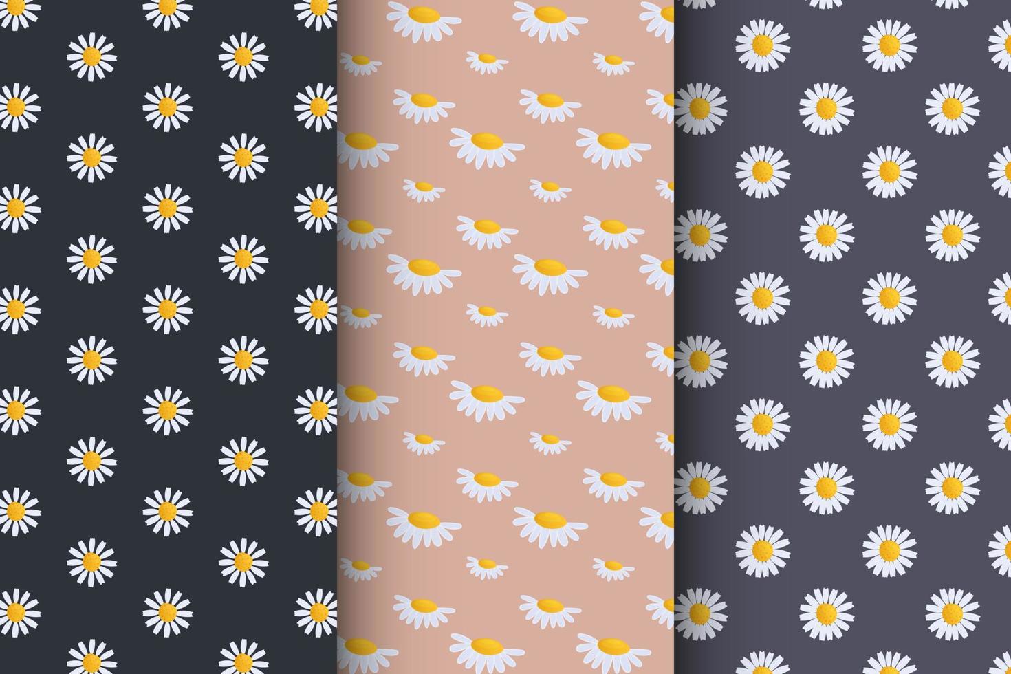 Chamomile pattern set, seamless vector pattern