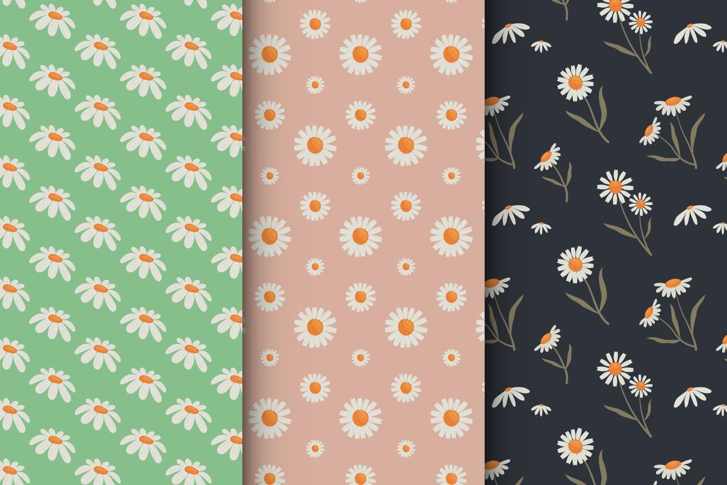 Set of summer floral patterns, minimalistic style vector