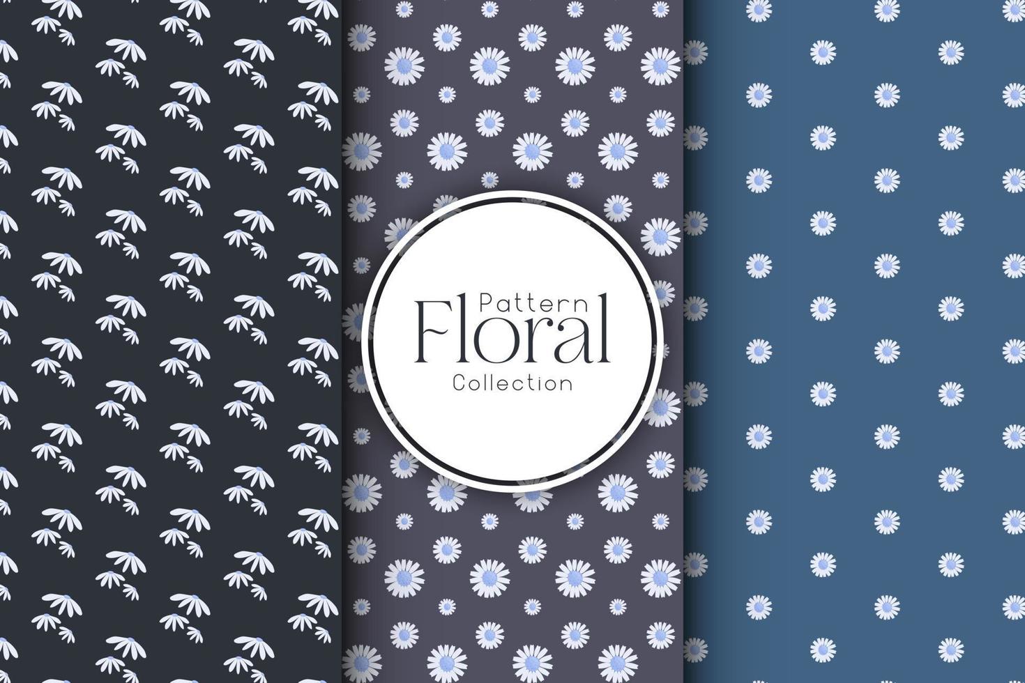 Set of floral patterns on a black background vector