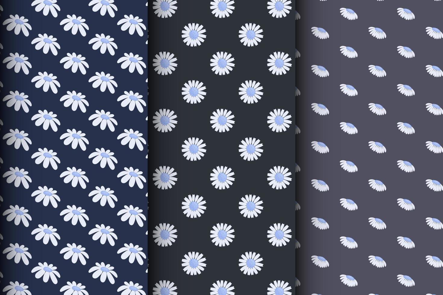 Set of pattens on a dark background with flowers, floral pattern vector
