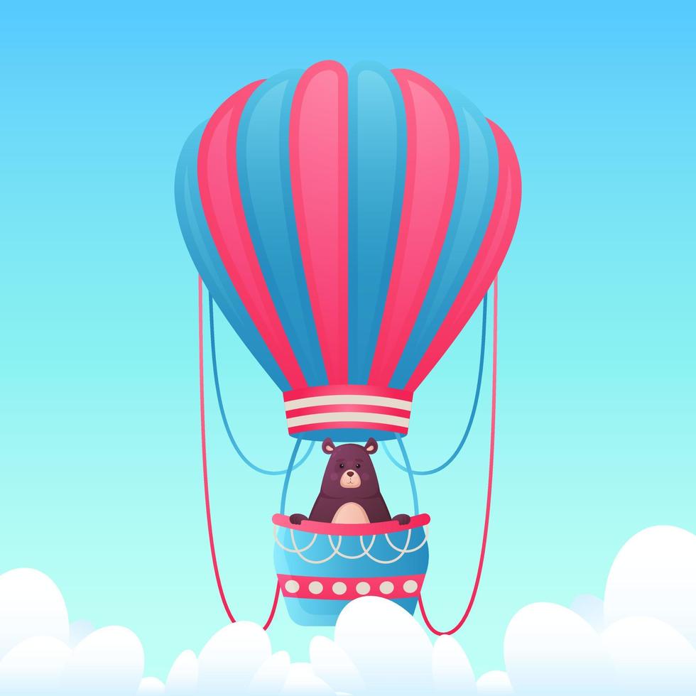 Bear in a hot air balloon, part of the illustration vector