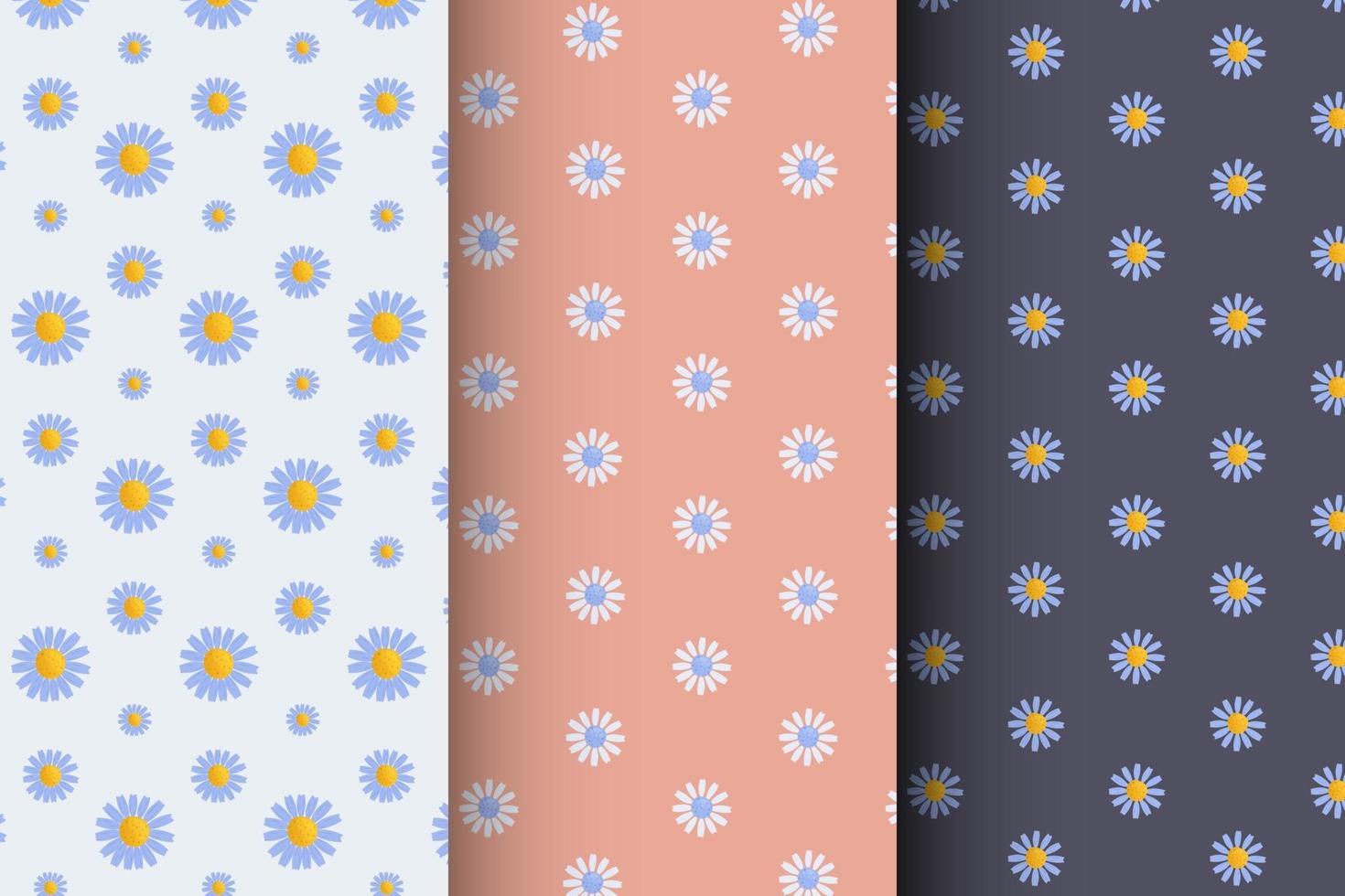 Set of simple floral seamless patterns on a light background, luxurious patterns with flowers vector