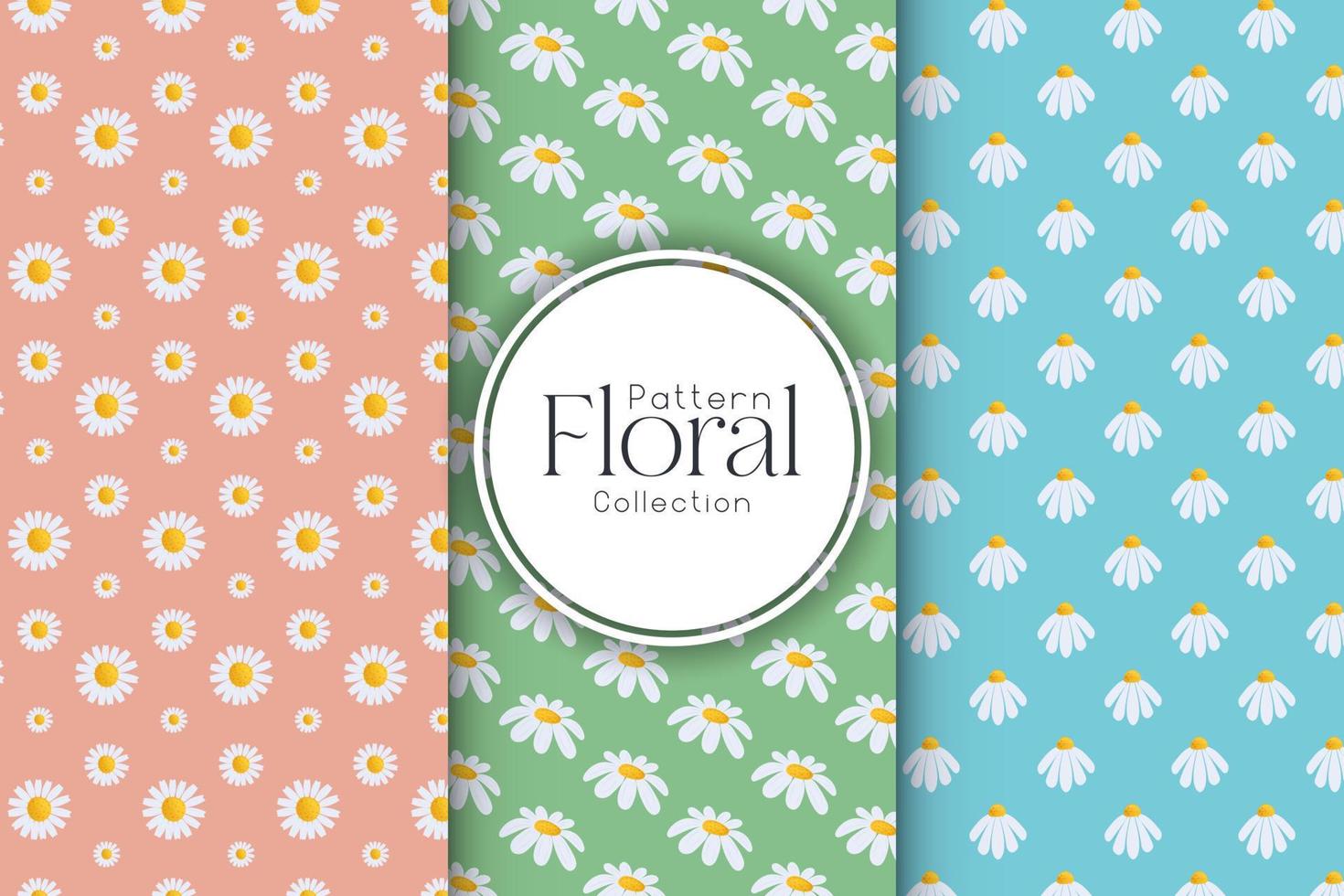 Set of simple floral seamless patterns on a light background, luxurious patterns with flowers vector