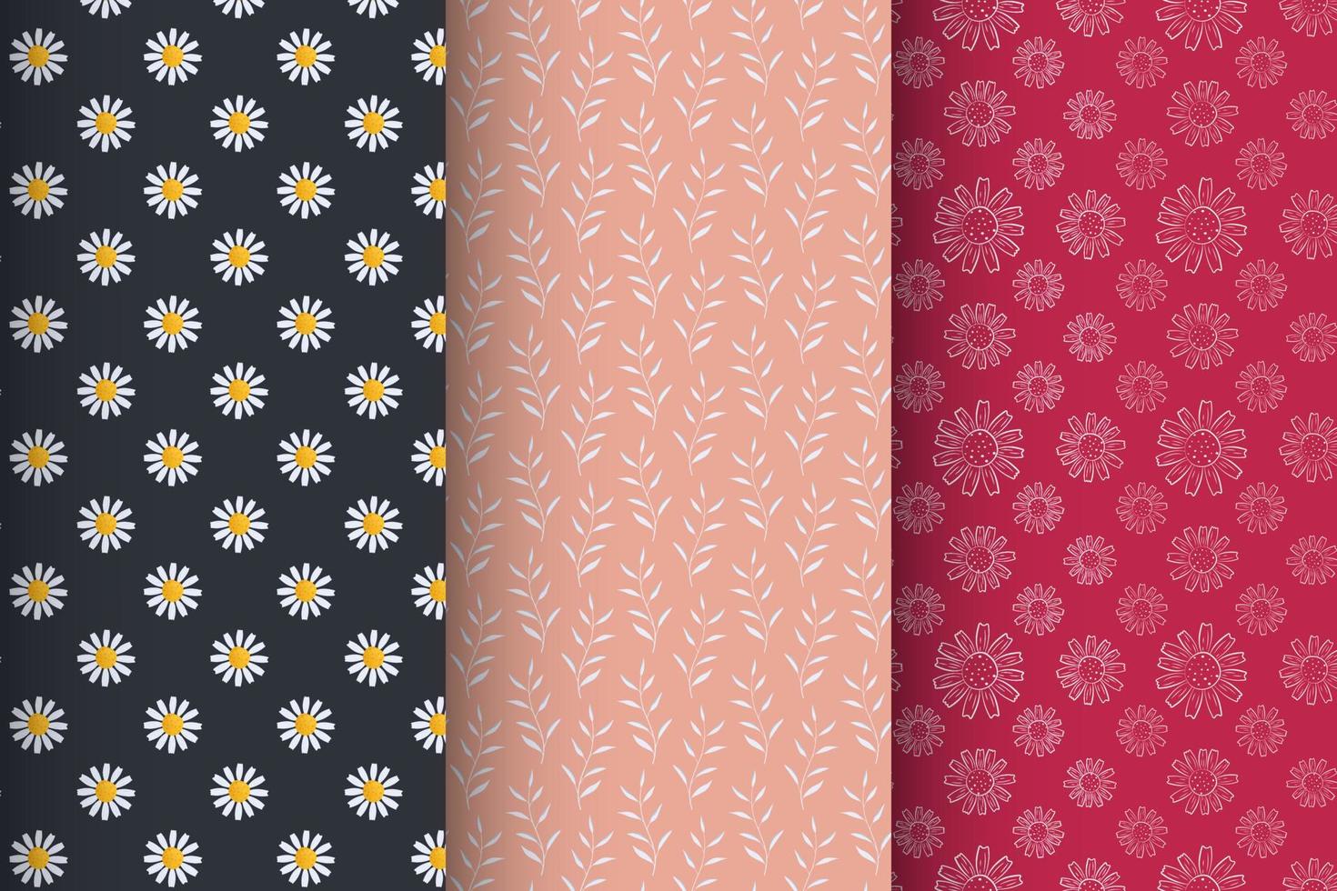 Set of patches with flowers, seamless pattern vector
