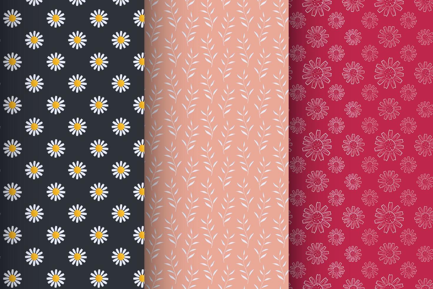 Set of patches with flowers, seamless pattern vector