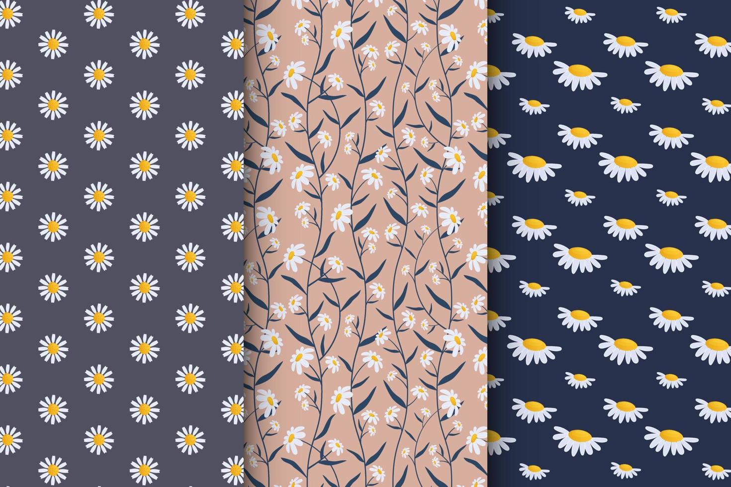 Set of three seamless floral patterns vector