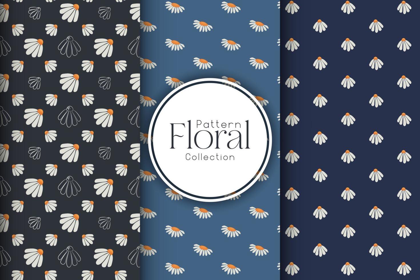 Set of seamless patterns in modern floral style vector