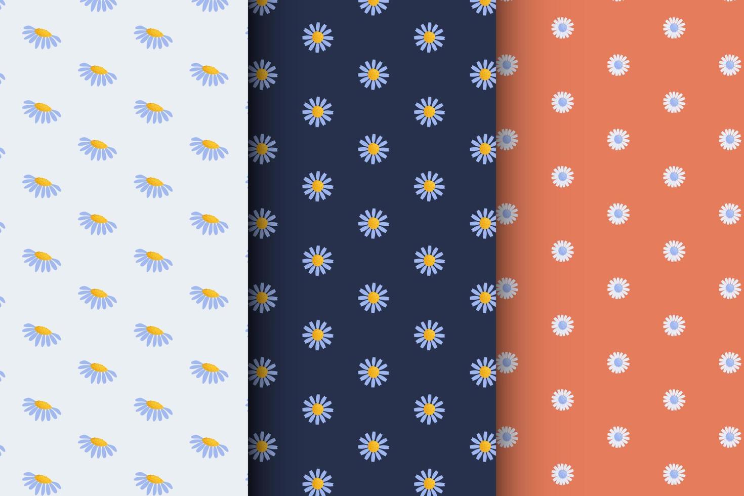 Collection of floral patterns on a light background vector