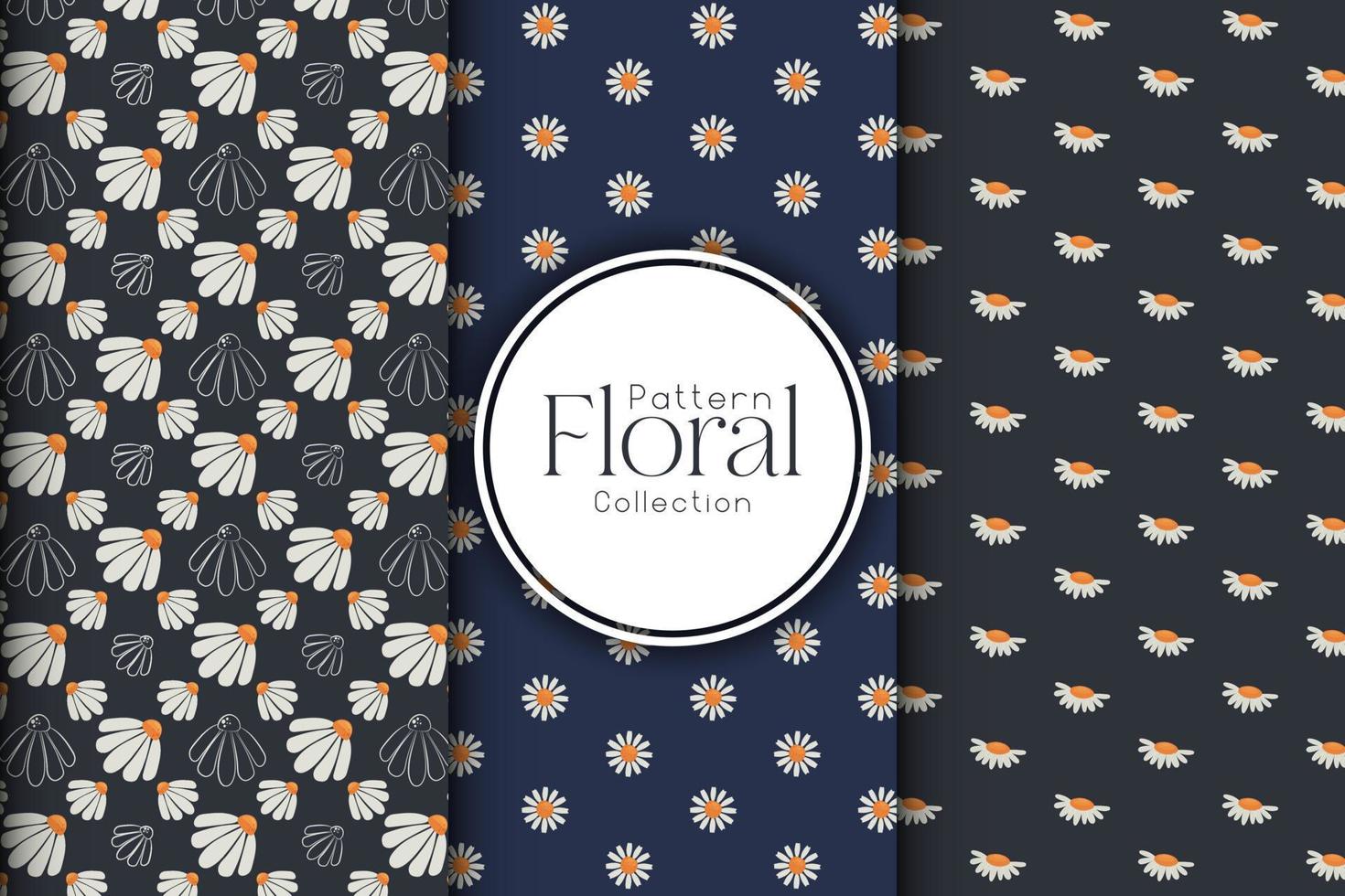 Set of floral patterns on a black background vector