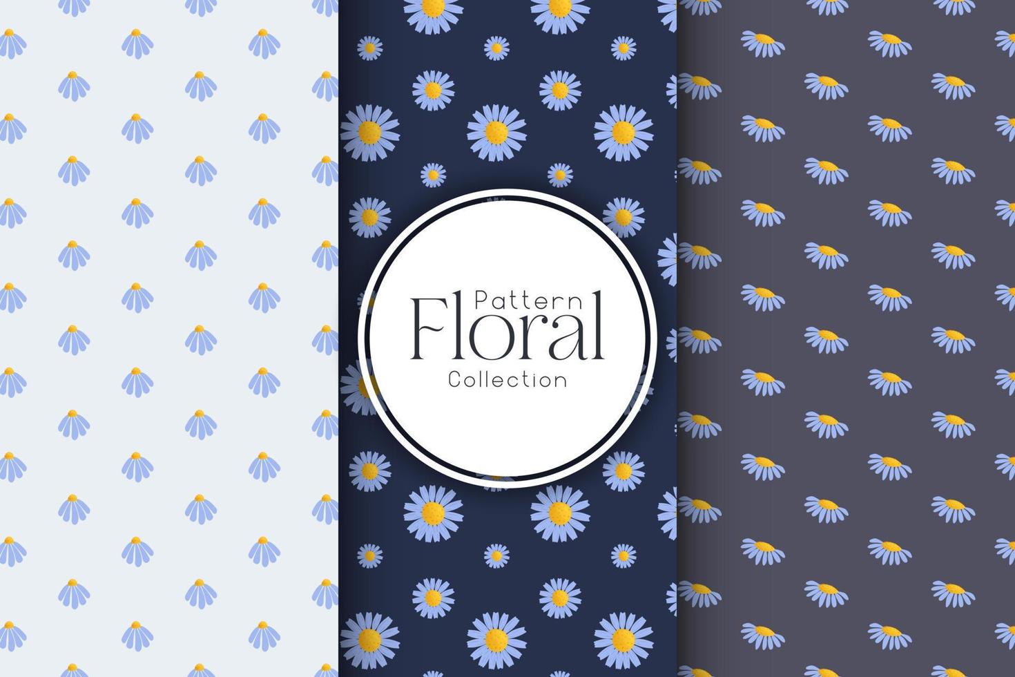 Collection of floral patterns on a light background vector