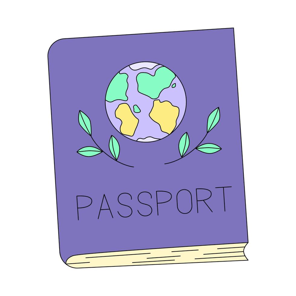 Passport in cartoon style isolated on white background vector