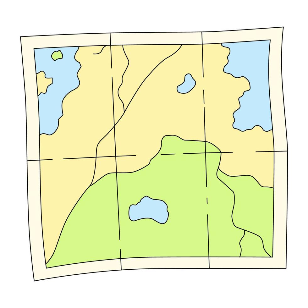 un mapa de el zona en dibujos animados estilo. símbolo de navegación. vector ilustración aislado en un blanco antecedentes