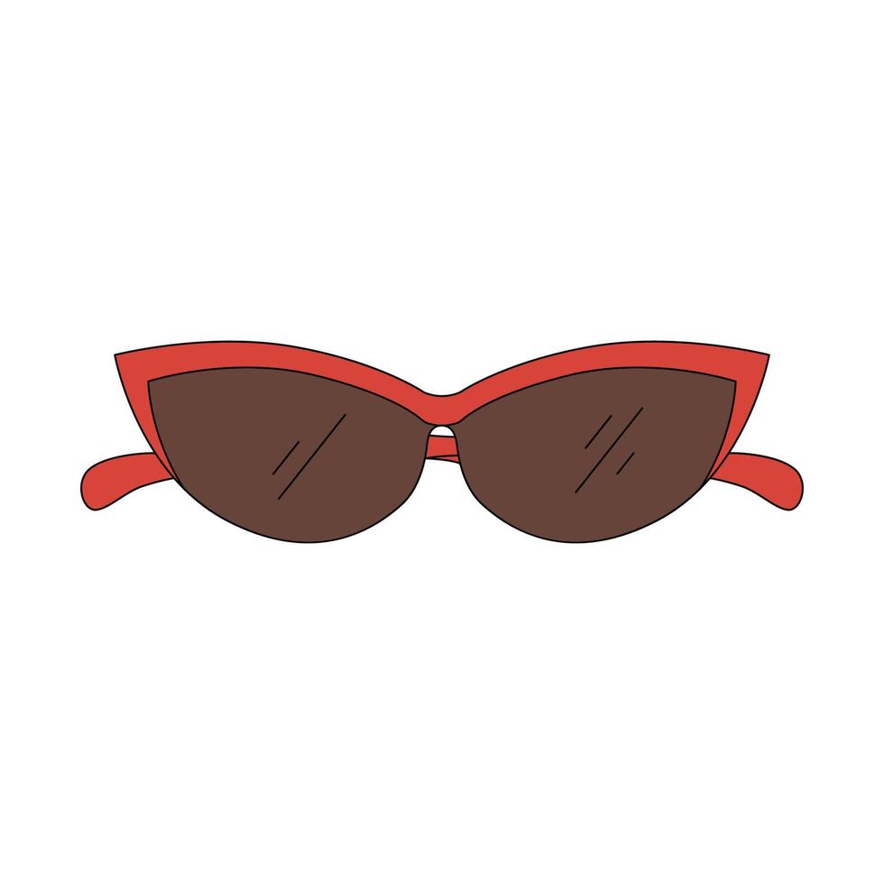 Sunglasses in cartoon style. Eyeglasses sign for greeting cards and stickers. Vector illustration isolated on white background