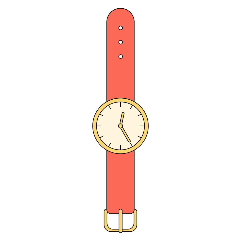 Wristwatch in cartoon style isolated on white background vector