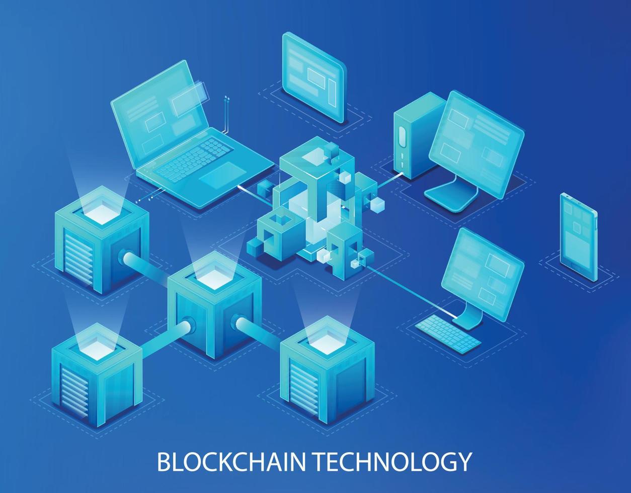 blockchain tecnología vector ilustración