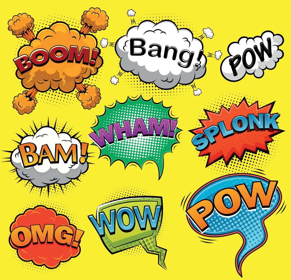 Comic speech bubbles. Sound effects. Vector illustration