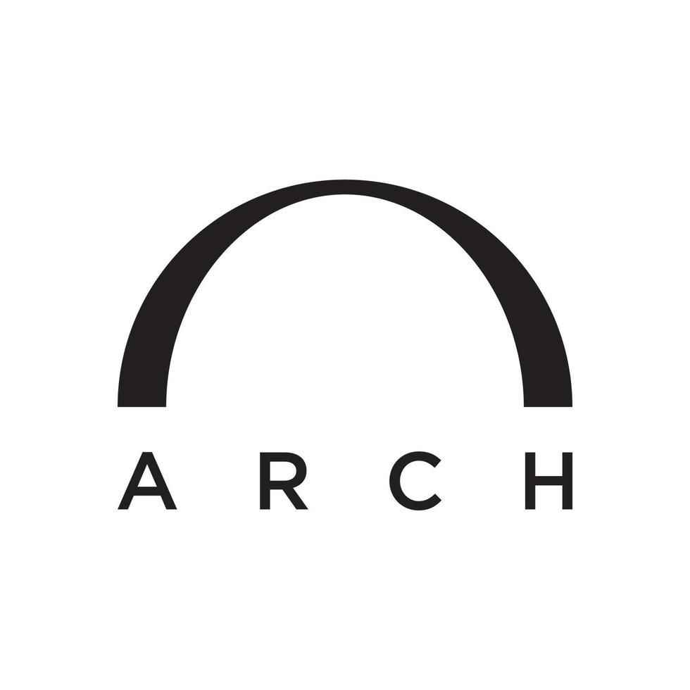 Abstract elements of arch line vector logo, for the construction of doors, windows, buildings and architecture. On a black and white isolated background.