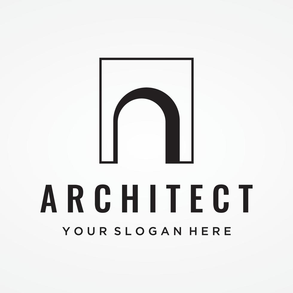 elementos abstractos del logotipo vectorial de la línea de arco, para la construcción de puertas, ventanas, edificios y arquitectura. sobre un fondo aislado en blanco y negro. vector