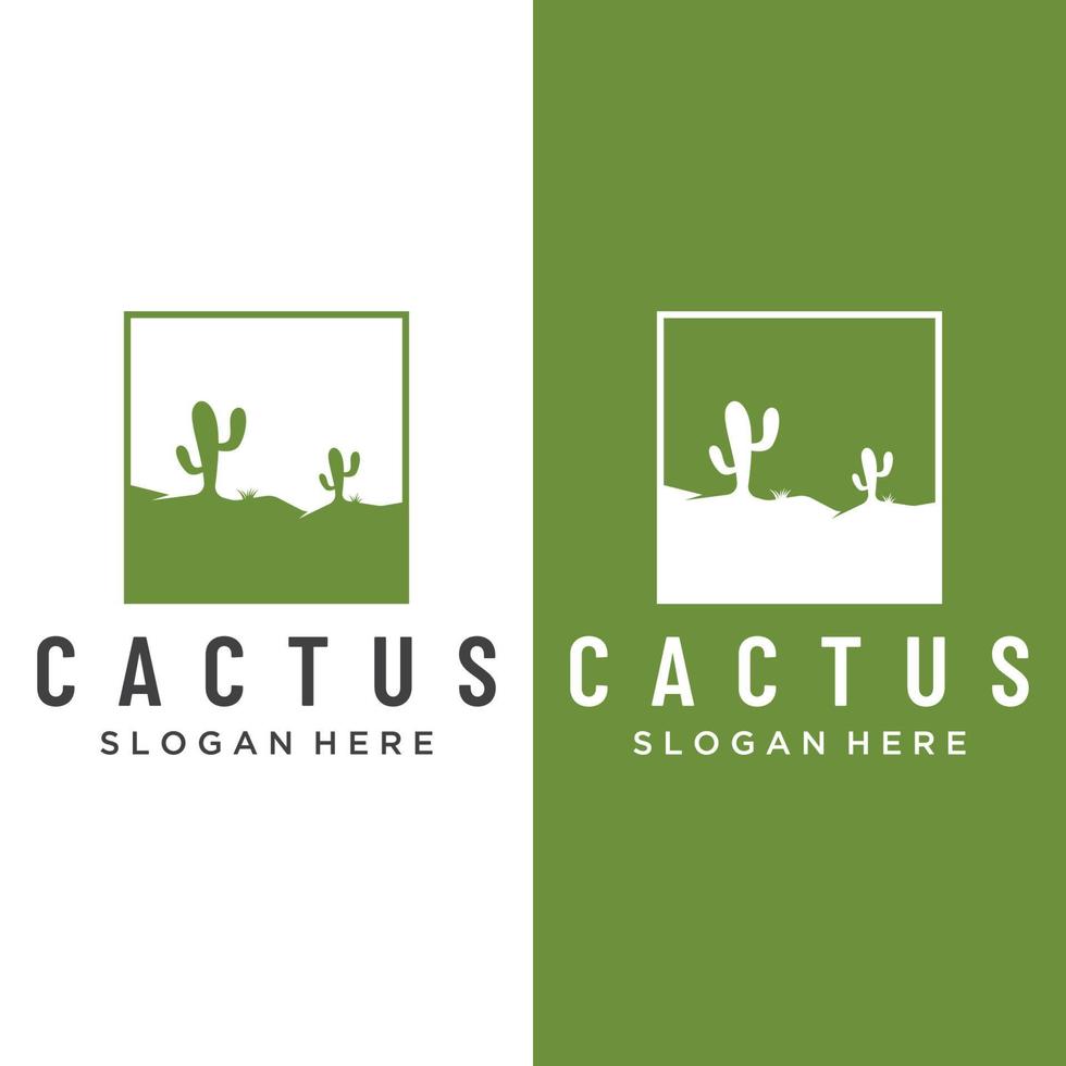 Vintage natural cactus tree plant Logo Template Design, desert plant with editable vector illustration.