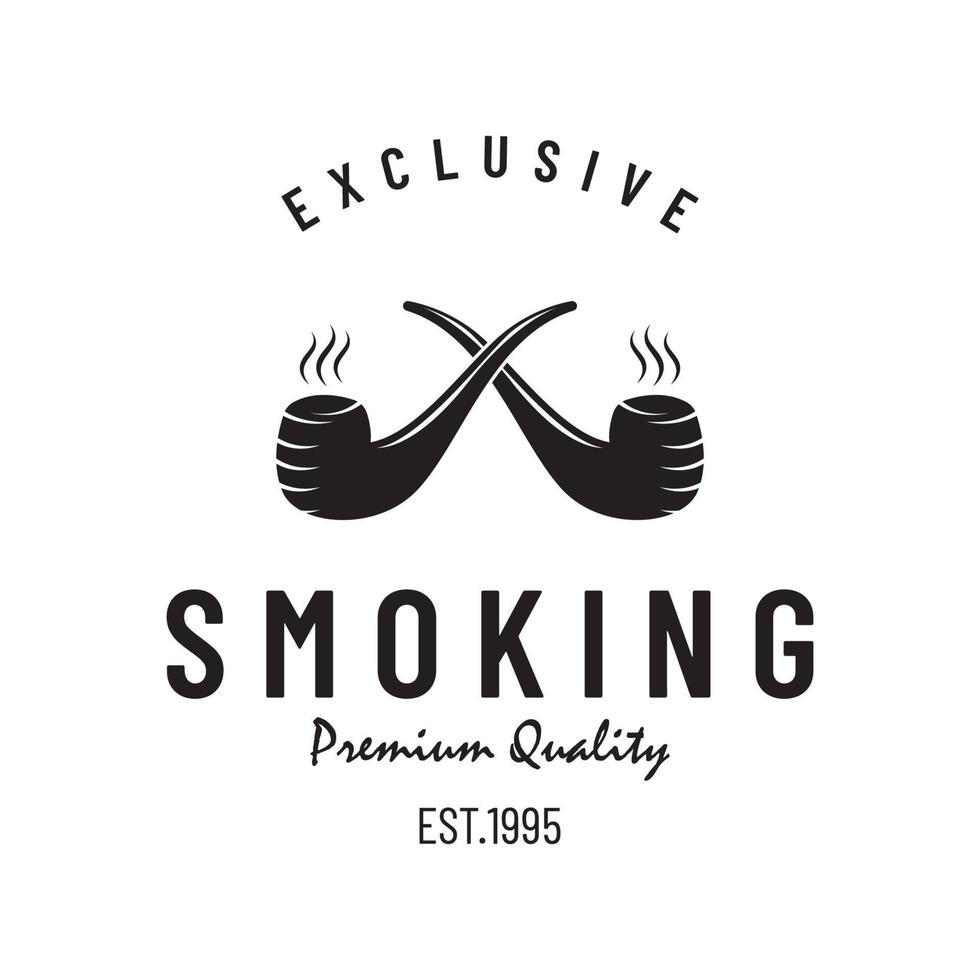 Pipe Logo design for vintage cigarette smoke.Premium cigar smoke logo. vector