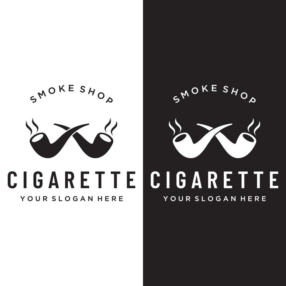 Pipe Logo design for vintage cigarette smoke.Premium cigar smoke logo. vector