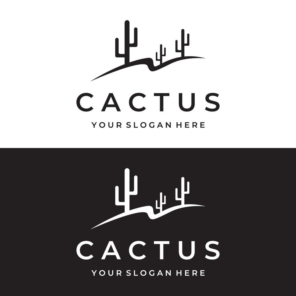 Vintage natural cactus tree plant Logo Template Design, desert plant with editable vector illustration.