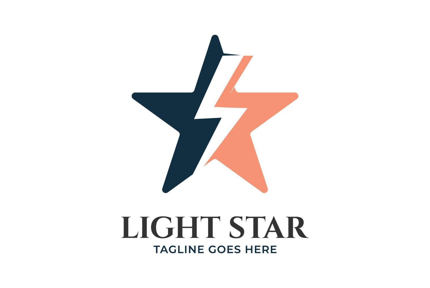 Modern Simple Minimalist Star with Thunder Light Power Energy Logo vector