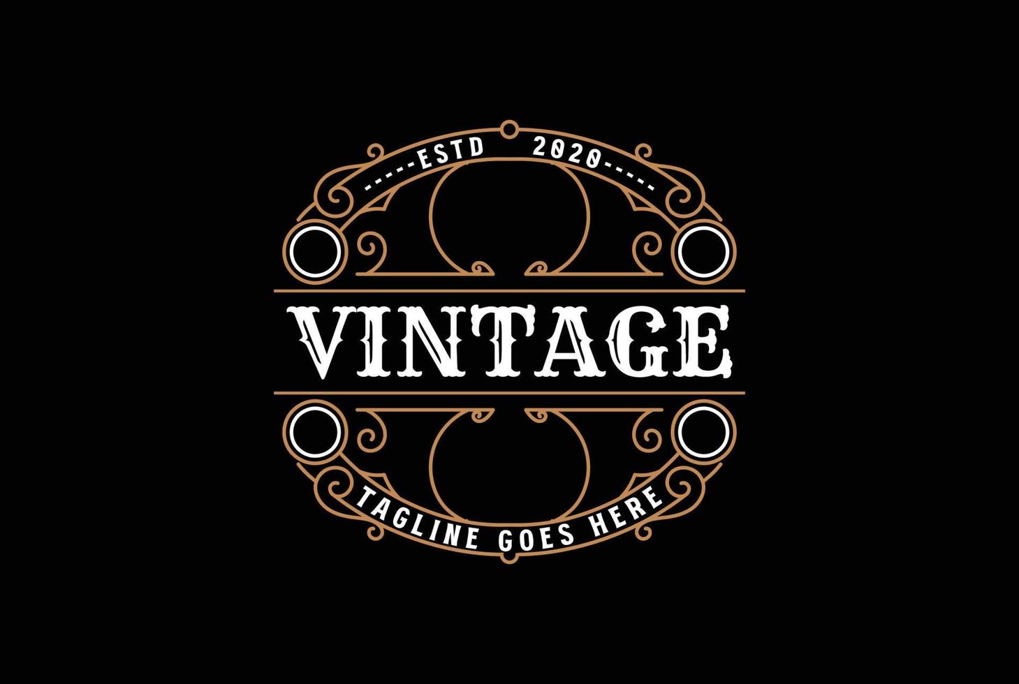 Vintage Retro Ornament Border Frame Royal Badge Emblem Stamp Label Logo Design Vector