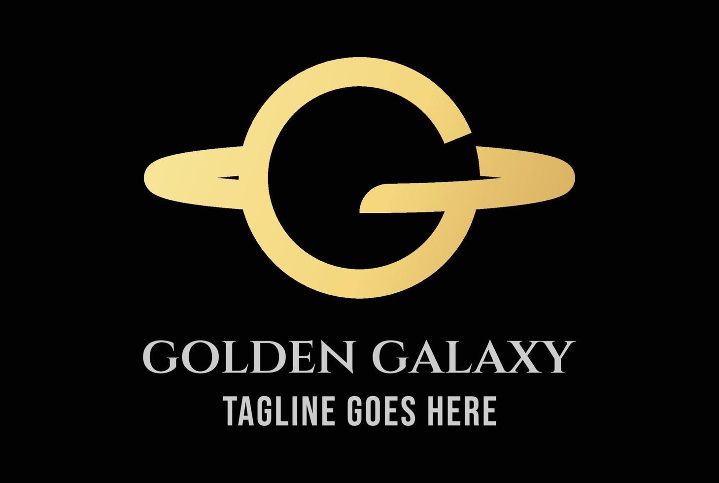 Elegant Luxury Initial Letter G for Golden Galaxy Planet Space Universe Logo vector