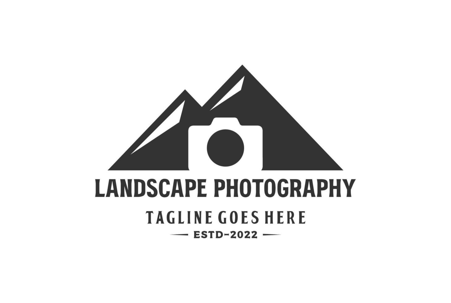 Simple Minimalist Mountain Hill with Camera for Photography Studio Logo vector