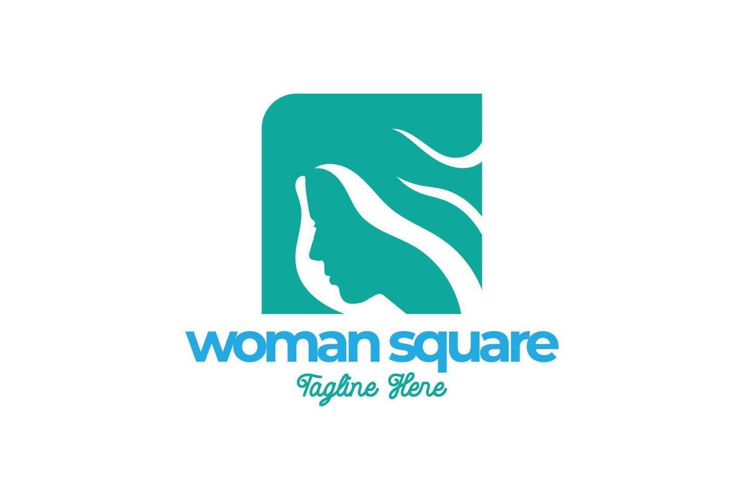 Square logo for beauty salon, face and skin care product, cosmetics, makeup or spa center with beautiful woman profile vector