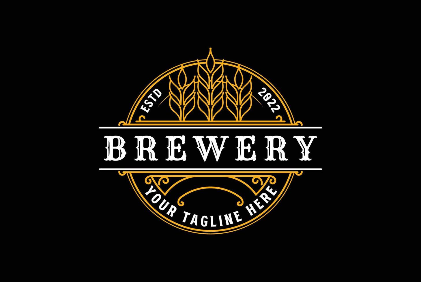 cerveza logo vector ilustración, emblema cervecería diseño en negro antecedentes.