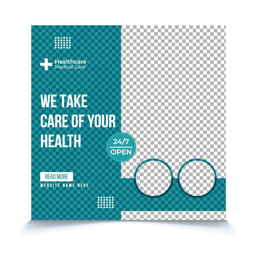 A poster for a Medical healthcare service social media post template vector
