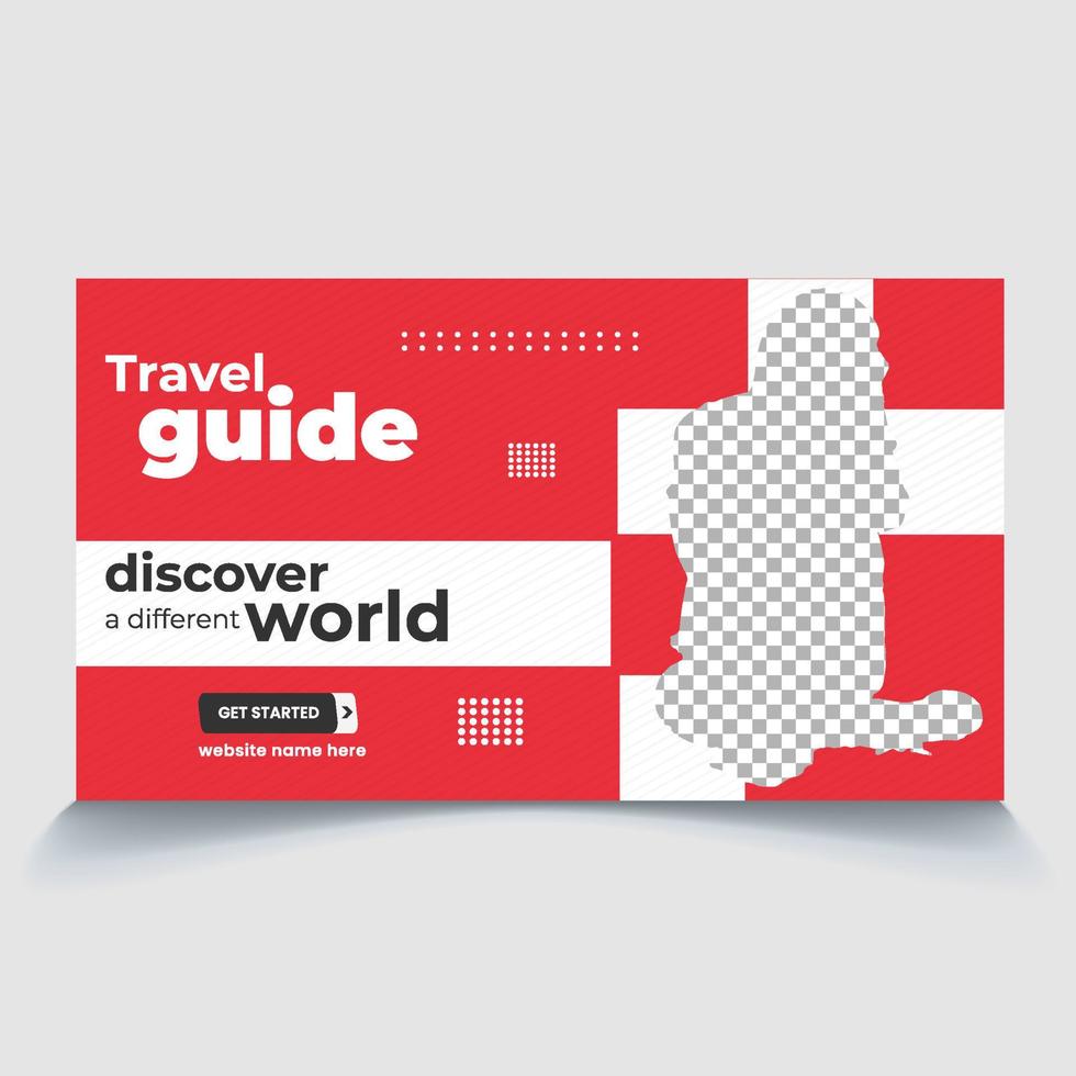 Travel guide discover a Different world promotional web cover banner thumbnail design vector