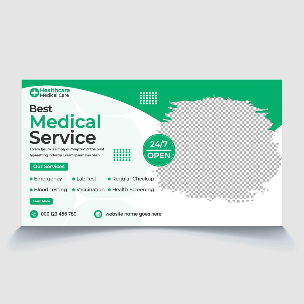 Presentation slide templates or hero banners for websites, web page cover banners, and video thumbnails for Medical healthcare services vector