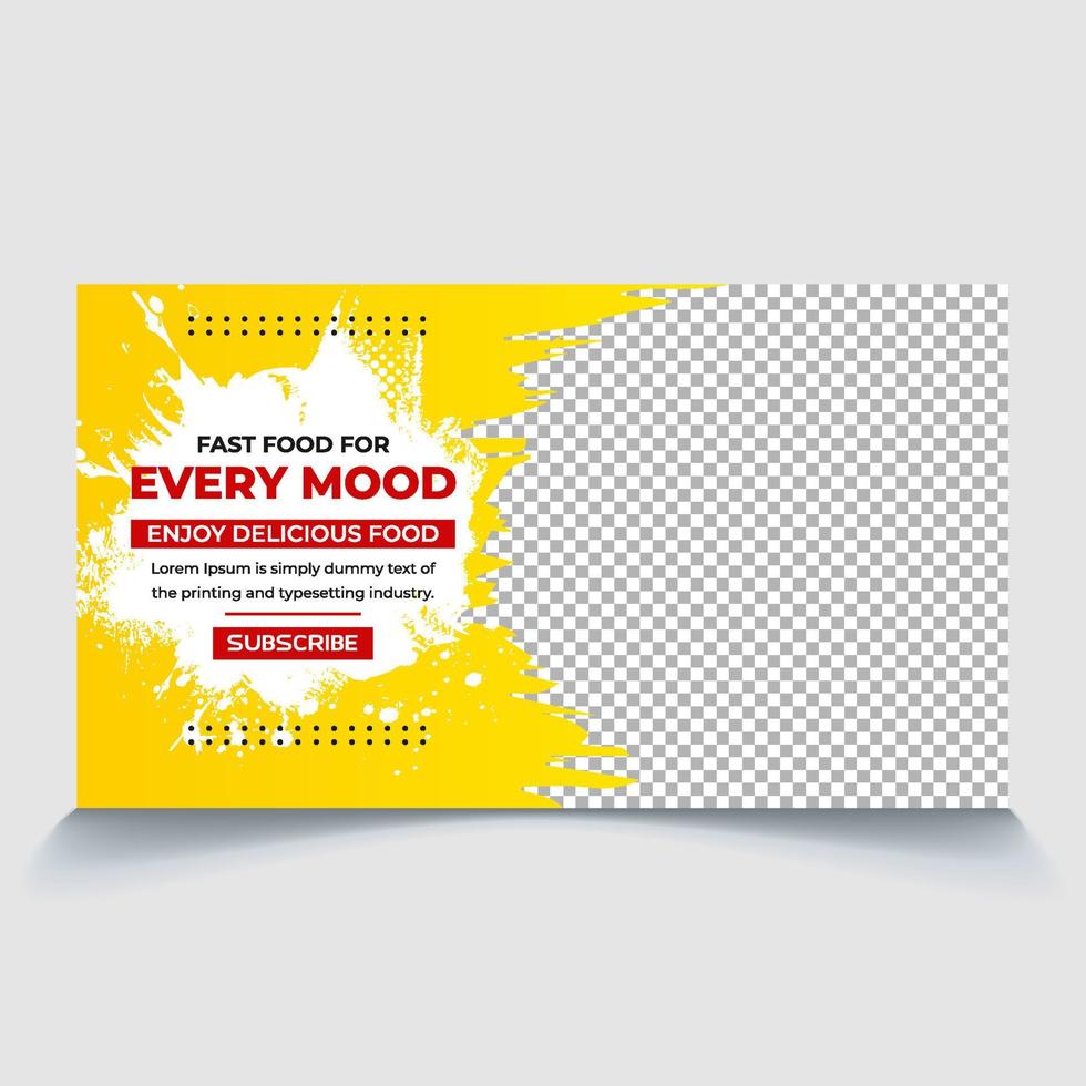 Fast food for every mood enjoy delicious food promotional web cover banner thumbnail design vector