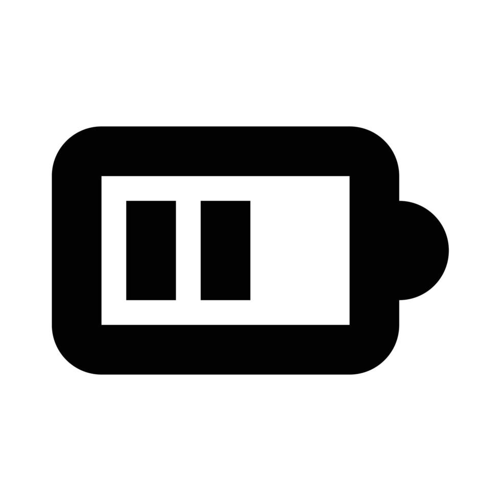 Battery with two bars outline icon in transparent background, basic app and web UI bold line icon, EPS10 vector