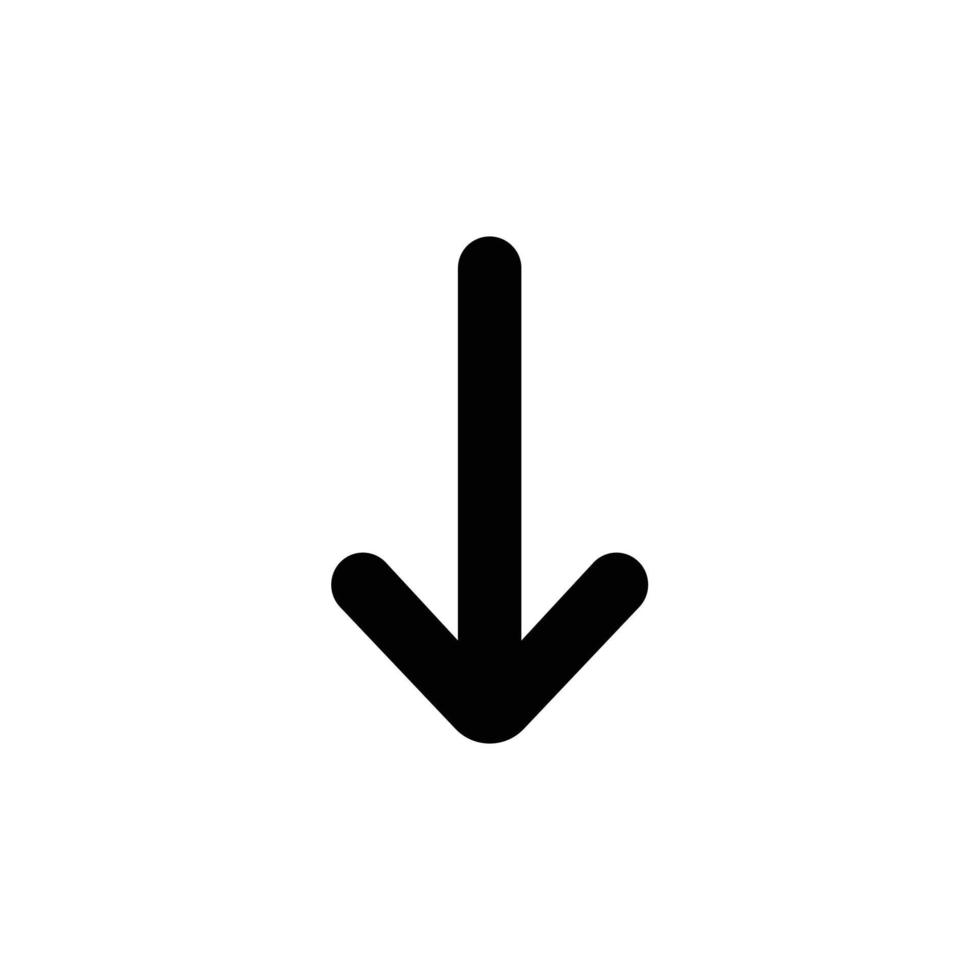 Down direction arrow outline icon in transparent background, basic app and web UI bold line icon, EPS10 vector