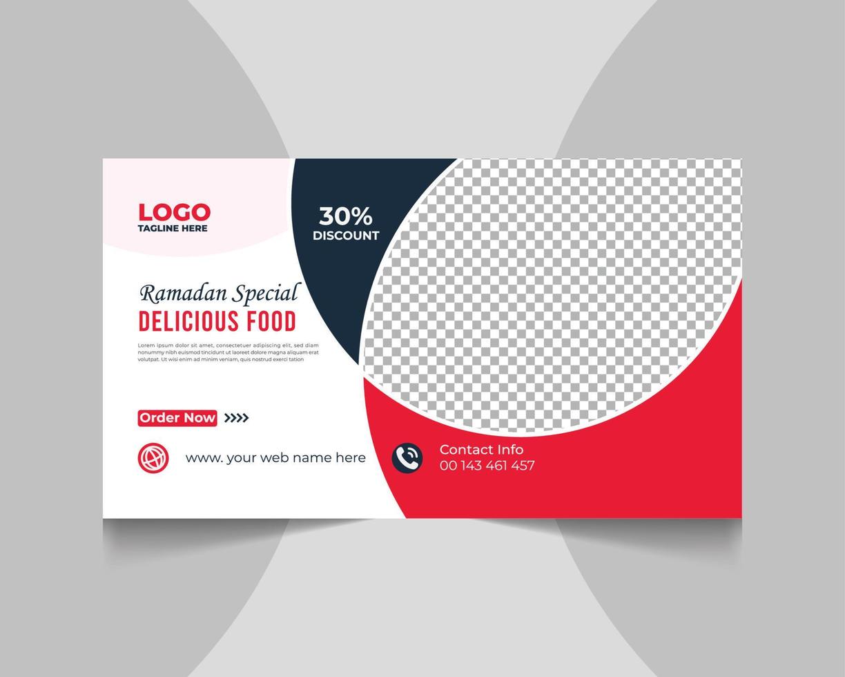 Ramadan food menu web banner post youtube thumbnail design vector