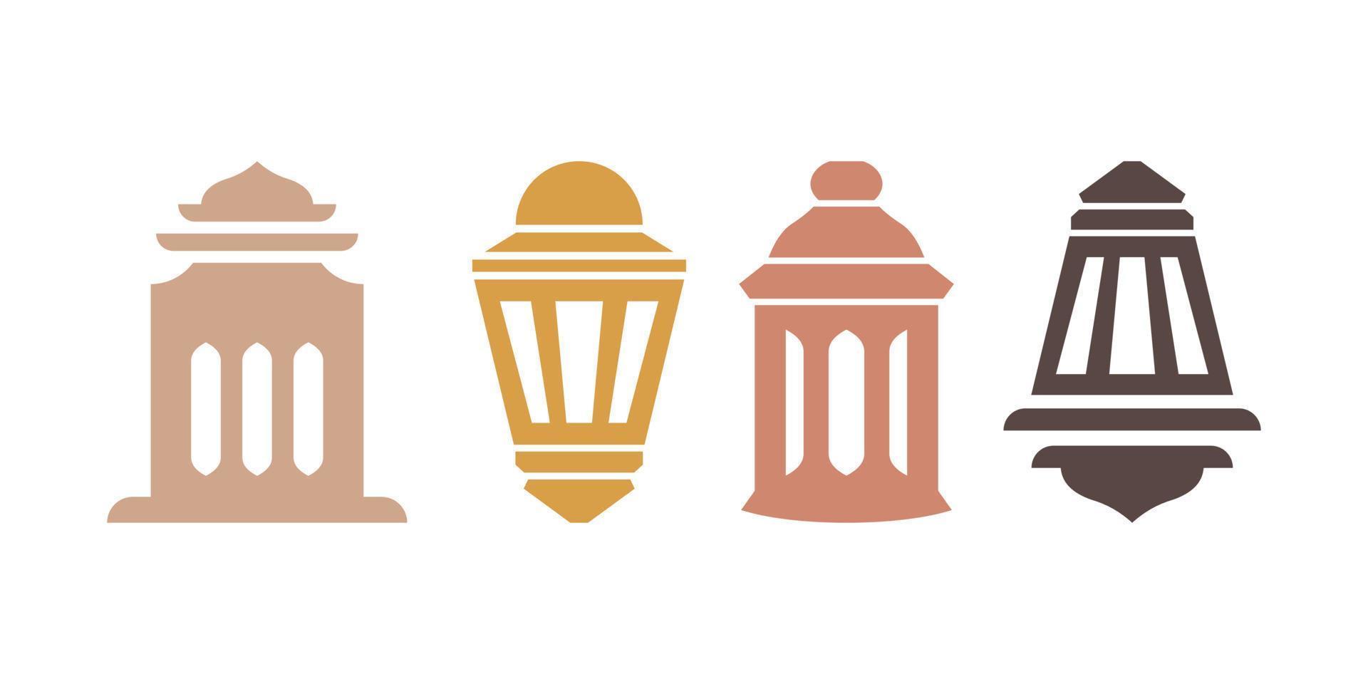 collection of lantern lampshade, islamic lamp, mosque decoration, ramadan, eid islamic logo vector