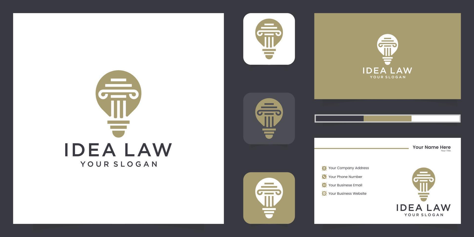 Light Bulb Law logo and business card vector