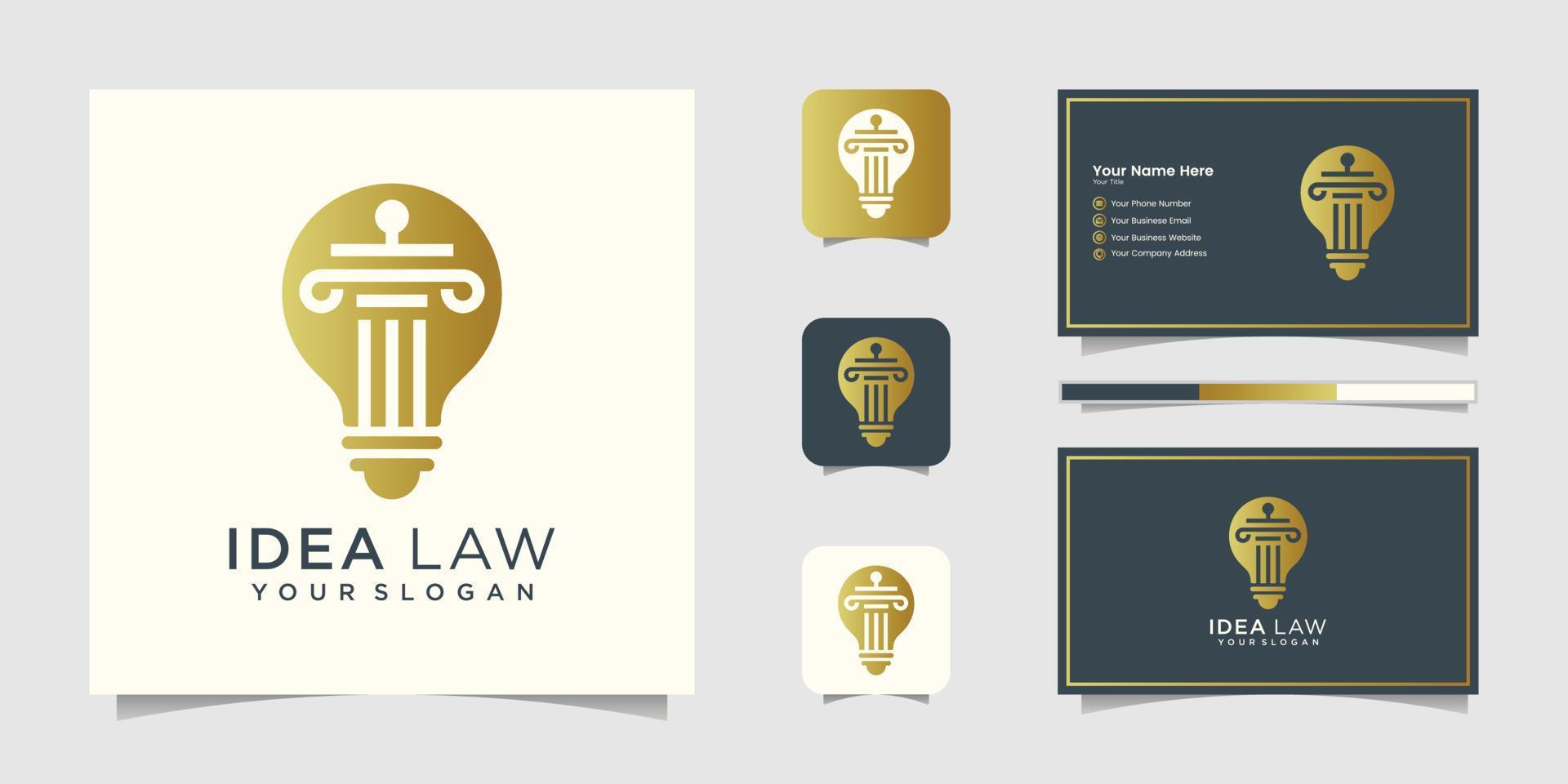 Light Bulb Law logo and business card vector