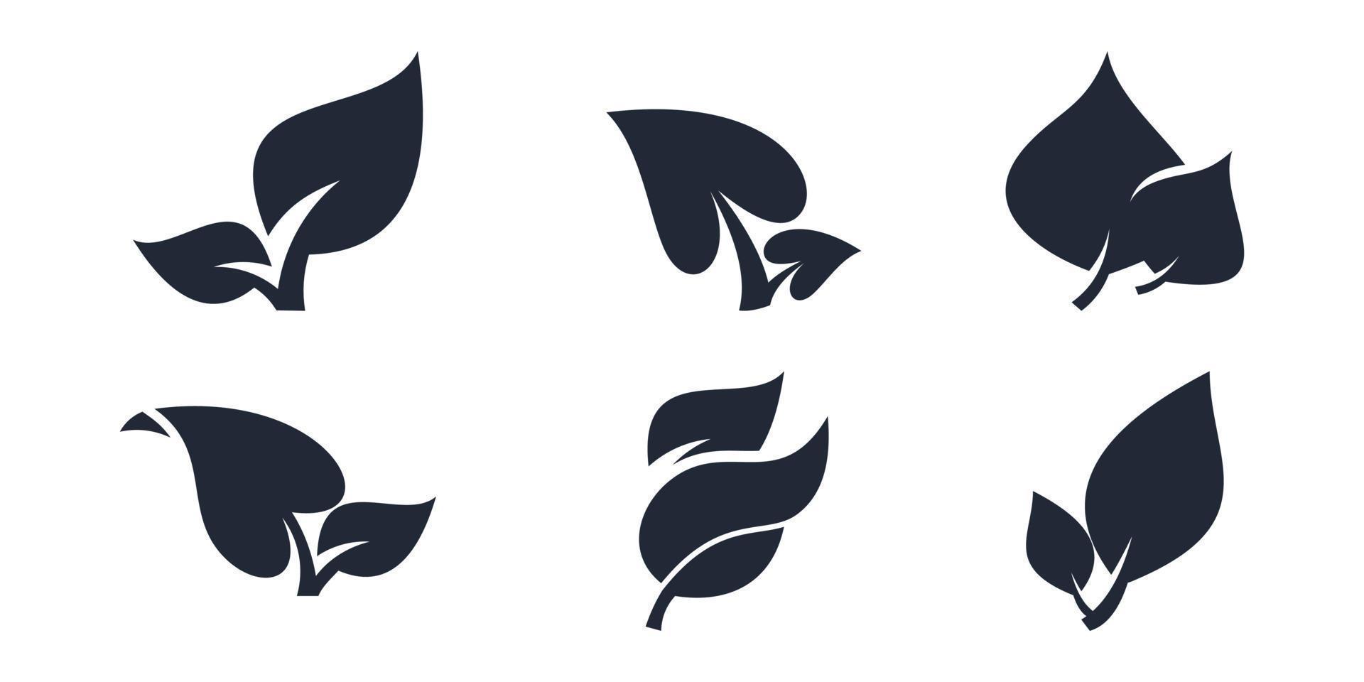 vector set of leaves in black on white background