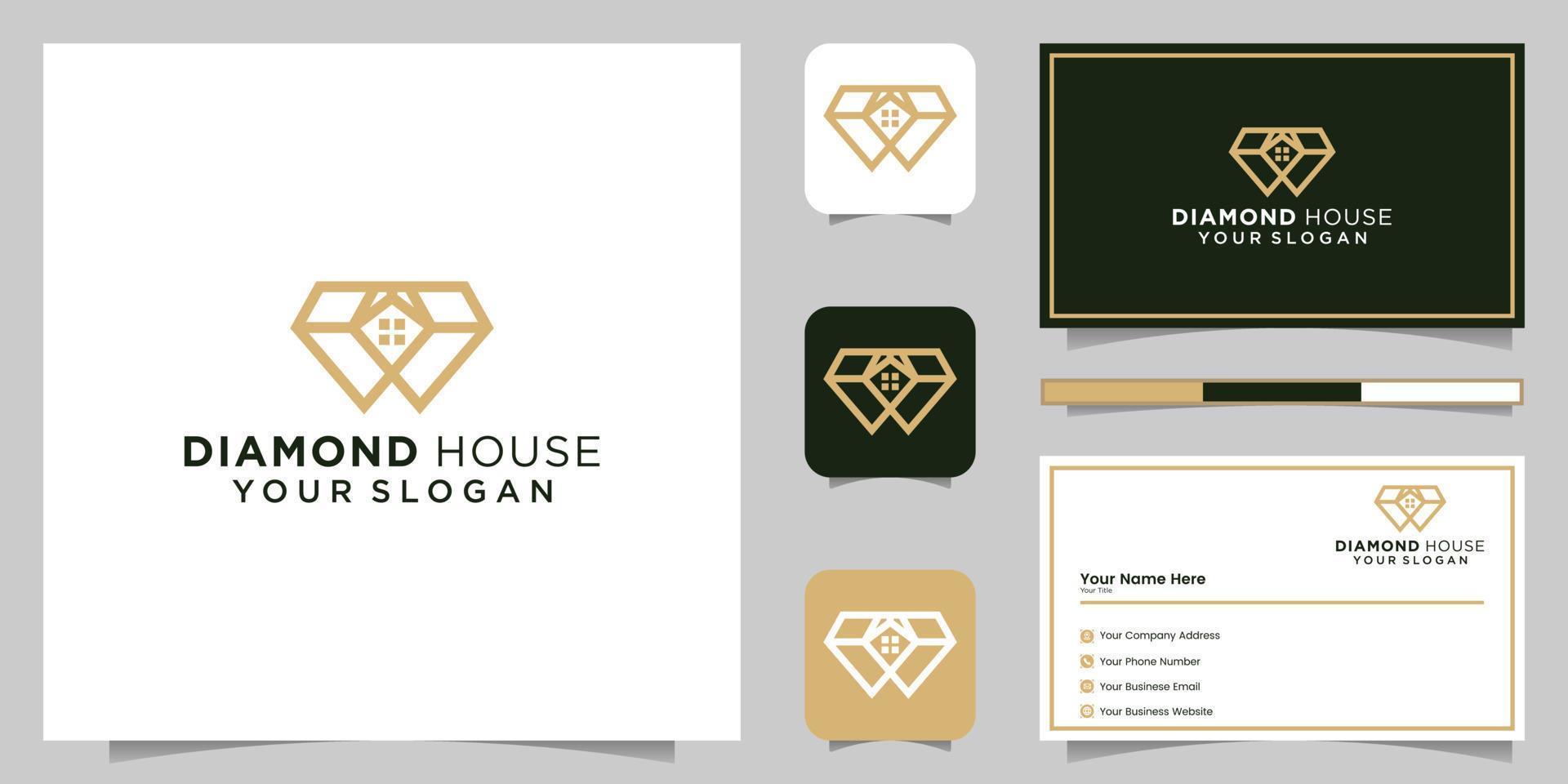 Diamond real estate logo design luxury home and business card vector