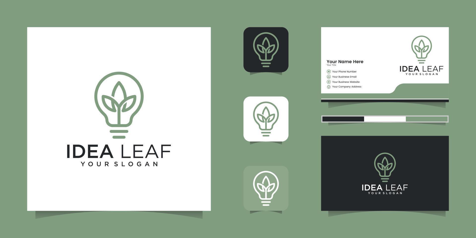 Leaf bulb eco Idea Logo design vector, Design Concept, Creative Symbol and business card vector