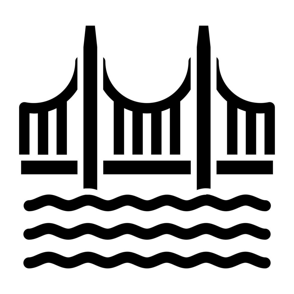 dorado portón puente icono estilo vector