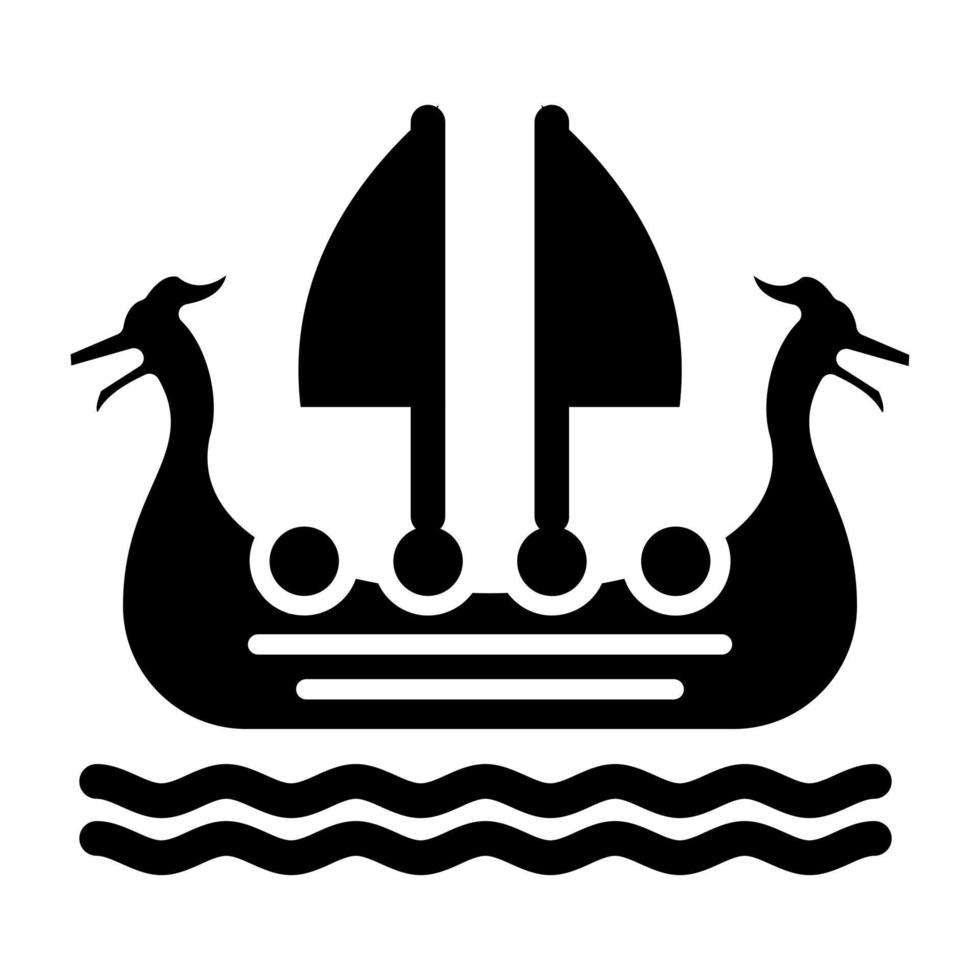 estilo de icono de barco vikingo vector