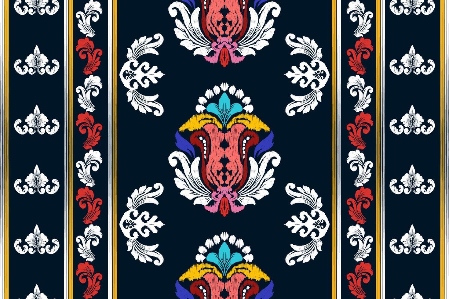 Ikat ethnic seamless pattern design Aztec fabric boho mandalas textile tribal native motif folk embroidery vector