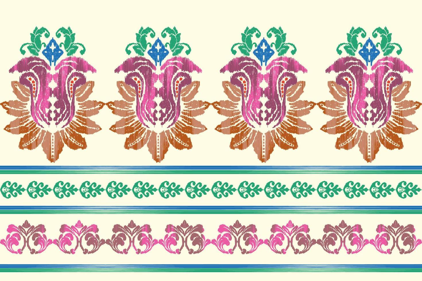 Ikat ethnic seamless pattern design Aztec fabric boho mandalas textile tribal native motif folk embroidery vector