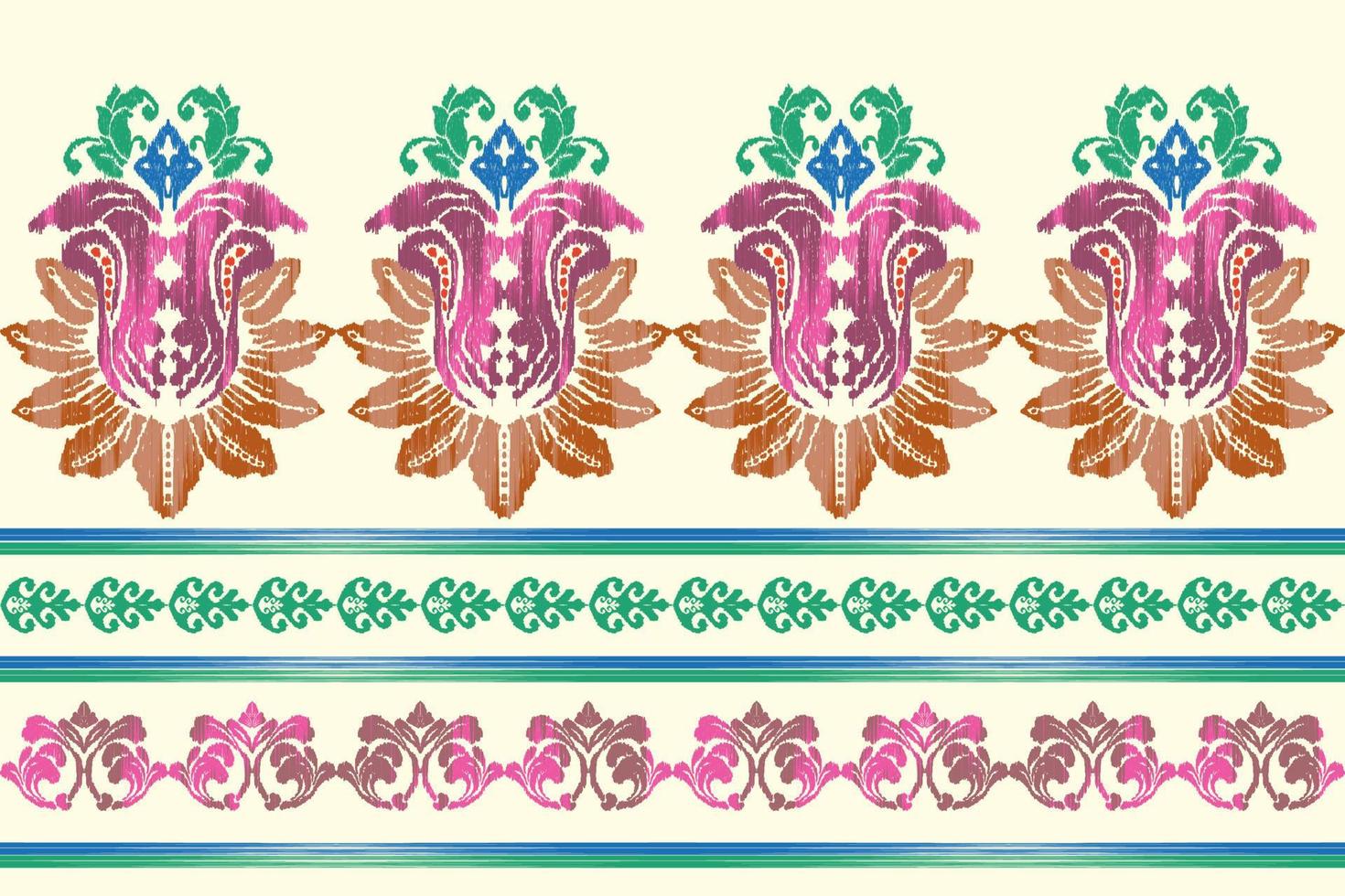 ikat étnico sin costura modelo diseño azteca tela boho mandalas textil tribal nativo motivo gente bordado vector